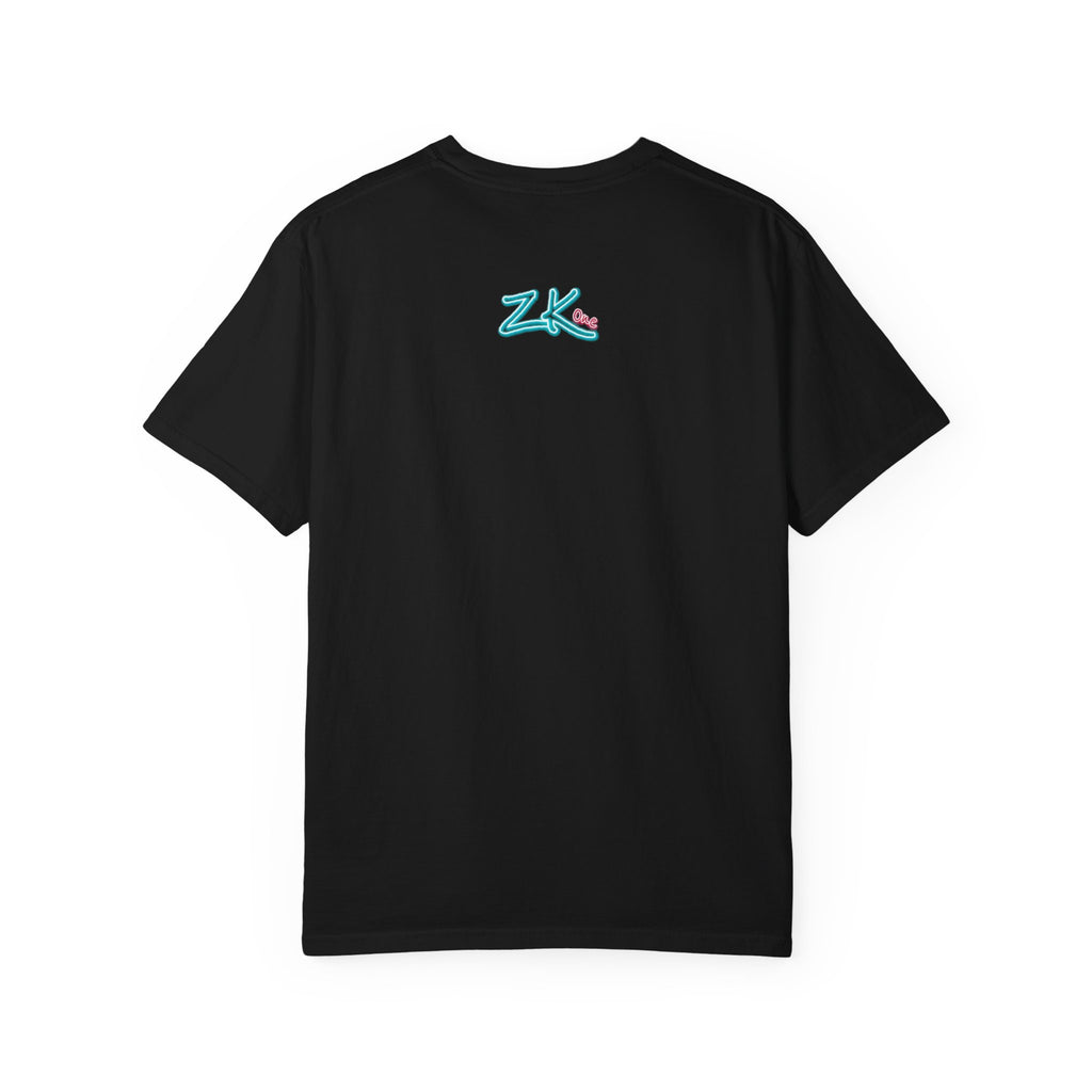 Moonlit Cat & Hooded Figure T‑Shirt — Silhouette Graphic Tee